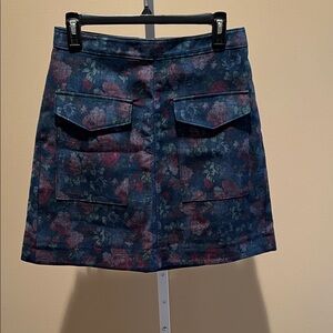 ERIN by Erin Fetherston Floral Mini Skirt in Blue and Red